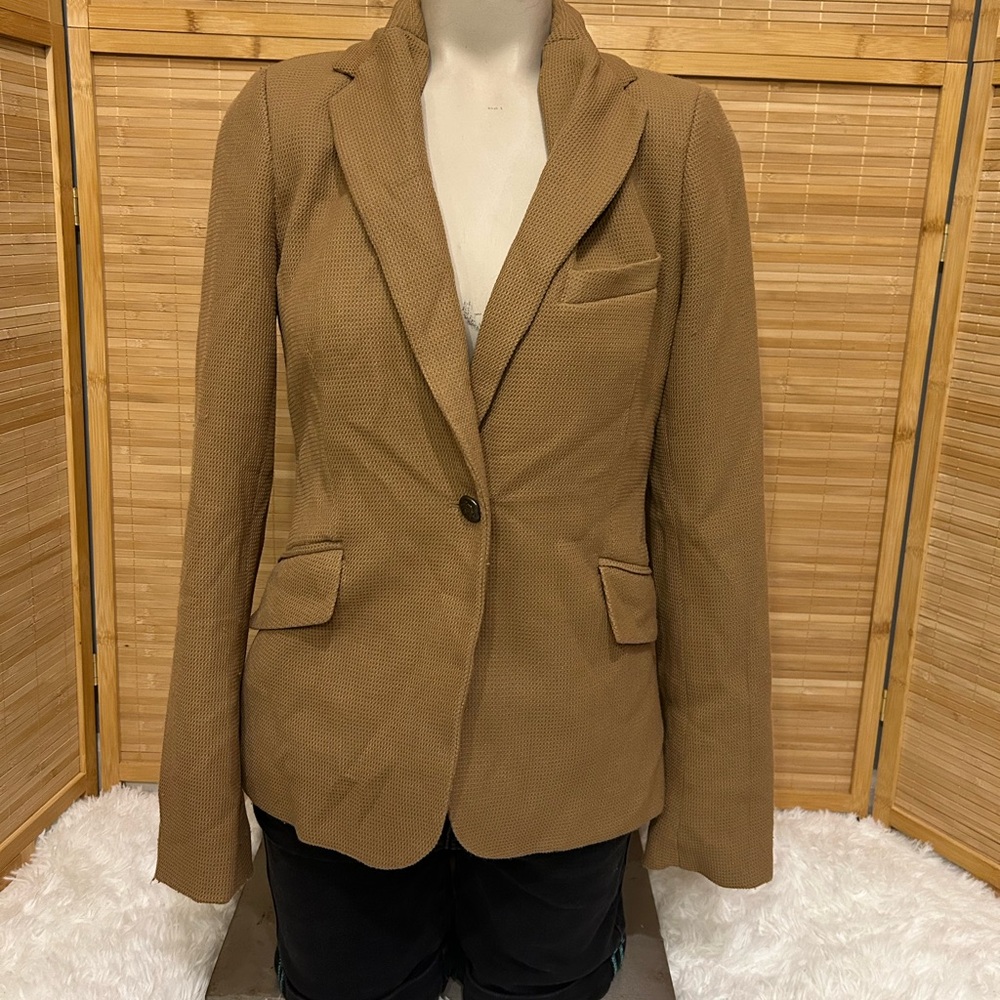 Mercer & Madison tan waffle knit fitted blazer suit jacket NWT woman’s XS